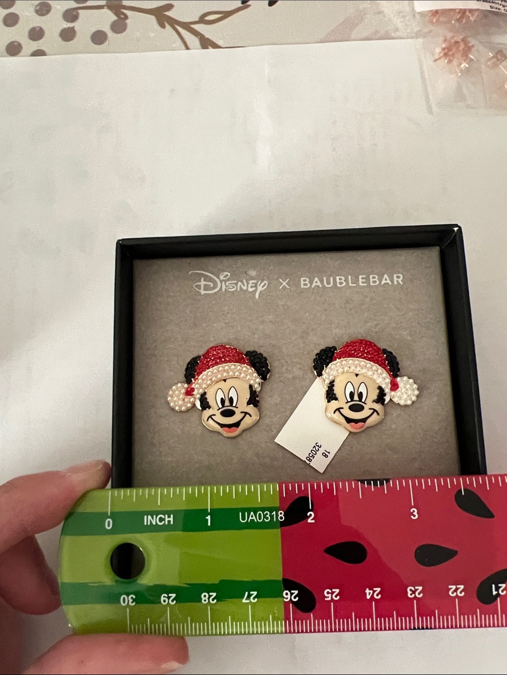 Red Santa Mickey Stud Earrings
